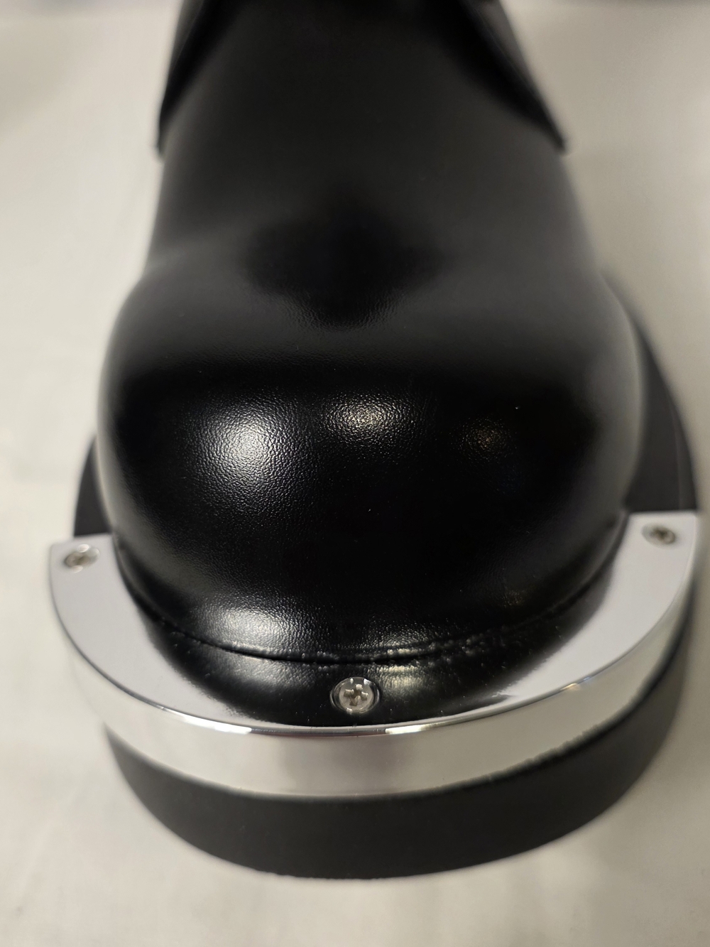Men's Black Combat Biker Boot With Chrome Accent Size 11 Unbranded - Picture 9 of 16